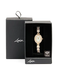 Gold Cubic Zirconia Oval Face Watch