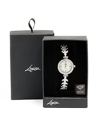 Silver Cubic Zirconia Round Face Toggle Watch
