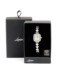 Silver Cubic Zirconia Rectangle Face Watch