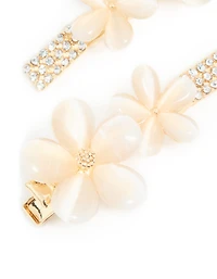 Gold Diamante Pave Double Flower Hair Clips 2-Pack