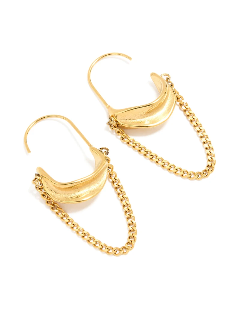Waterproof Gold Plated Stainless Steel Chain Hoop Earrings