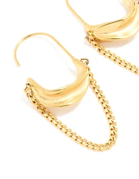 Boucles d’oreilles en arc de chaîne en acier inoxydable plaquées or imperméables
