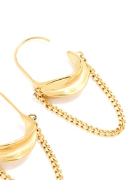 Boucles d’oreilles en arc de chaîne en acier inoxydable plaquées or imperméables
