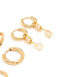 Boucles d’oreilles cubiques en zirconia plaquées or imperméables plaquées or en zirconia