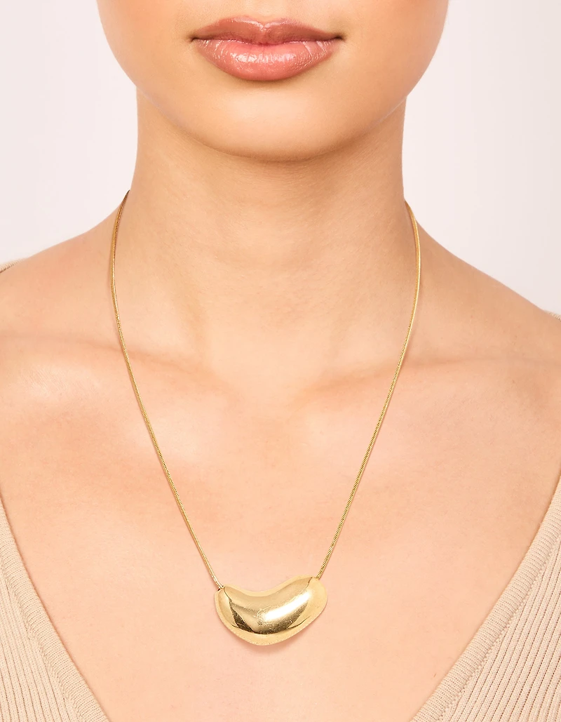 Waterproof Gold Plated Stainless Steel Pebble Pendant Necklace