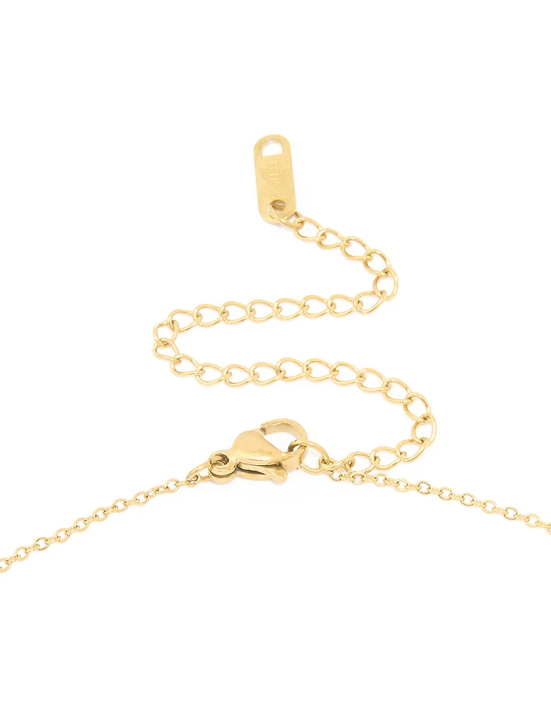 Collier imperméable en acier inoxydable plaqué or en citron et grappes de fleurs