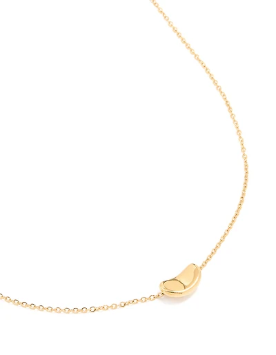 Waterproof Gold Plated Stainless Steel Small Bean Pendant Necklace