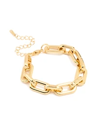 Bracelet à grosse chaîne imperméable en acier inoxydable plaqué or
