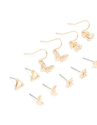 Gold Mixed Diamante Cherry Earrings 8-Pack