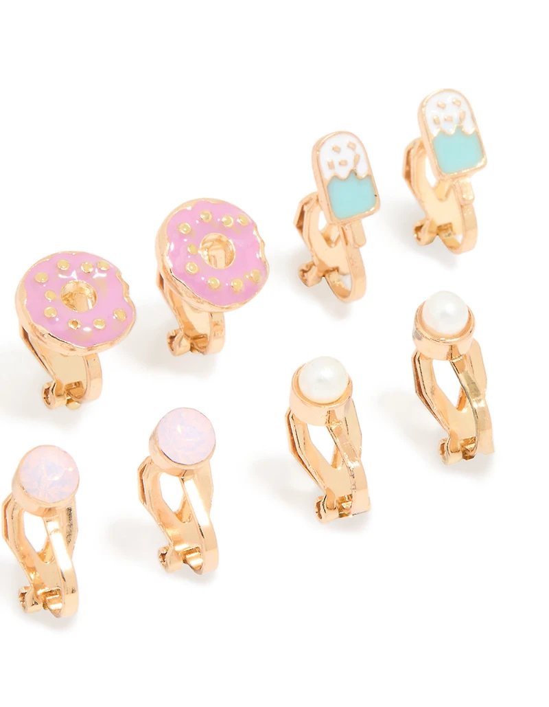Pack de 5 boucles d’oreilles Gold Sweet Treats à clipser