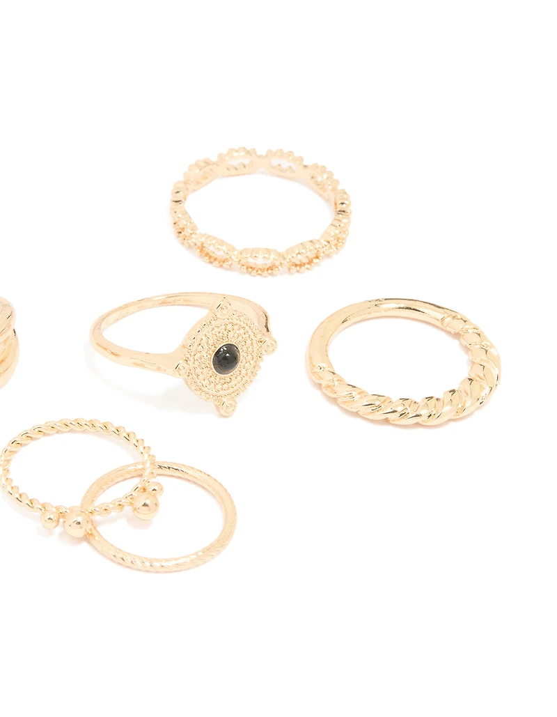 Gold Textured Mixed Rings 6-Pack