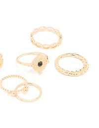 Gold Textured Mixed Rings 6-Pack