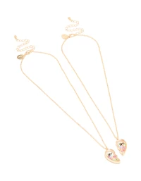 Kids Gold Shaker Heart BFF Pendant Necklaces 2-Pack