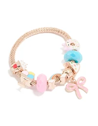 Kids Rose Gold Diamante & Bow Charm Bracelet