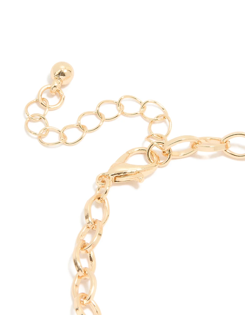 Kids Gold Pearl & Butterfly Charm Bracelet