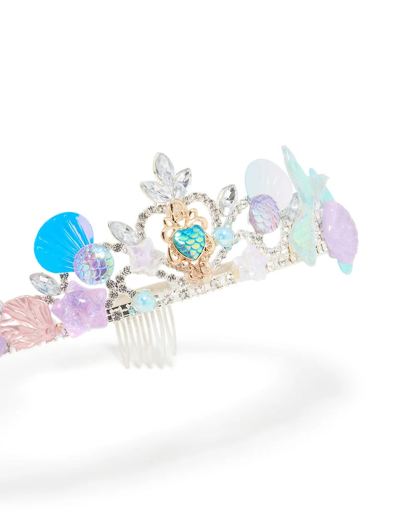 Kids Silver Metallic Shell Tiara Headband