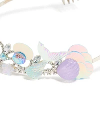 Kids Silver Metallic Shell Tiara Headband
