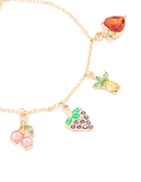 Gold Diamante Fruit Charm Bracelet