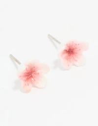 Boucles d’oreilles en acrylique blanc et rose Frangipani