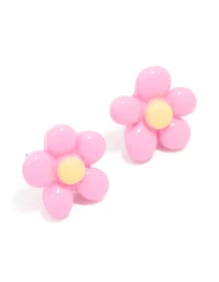 Coated Metal Bubble Flower Stud Earrings