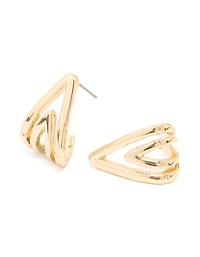 Gold Double V-Shape Hoop Earrings