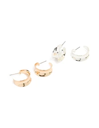 Mixed Metal Slope Hoop Earrings 2-Pack