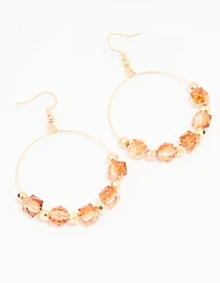 Gold Neutral Beaded Hoop Earrings