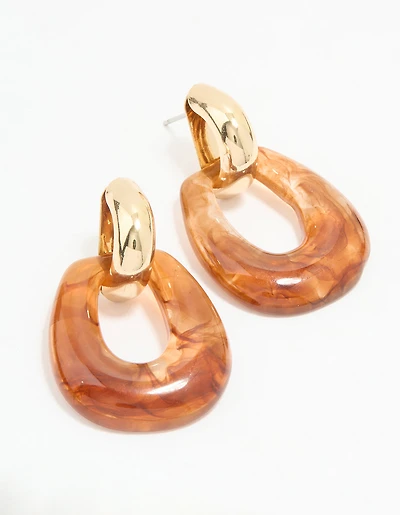 Boucles d’oreilles tombantes en acrylique doré