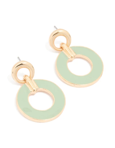 Sage Resin Circle Drop Earrings
