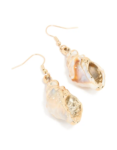 Gold Shell Drop Earrings
