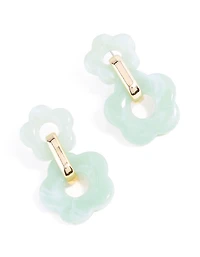 Boucles d’oreilles doubles en acrylique doré vert pour fleurs tombantes