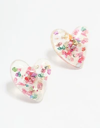 Boucles d’oreilles en acrylique à paillettes en forme de cœur en forme de bulle