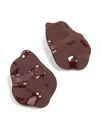 Burgundy Coated Metal Shiny Organic Stud Earrings