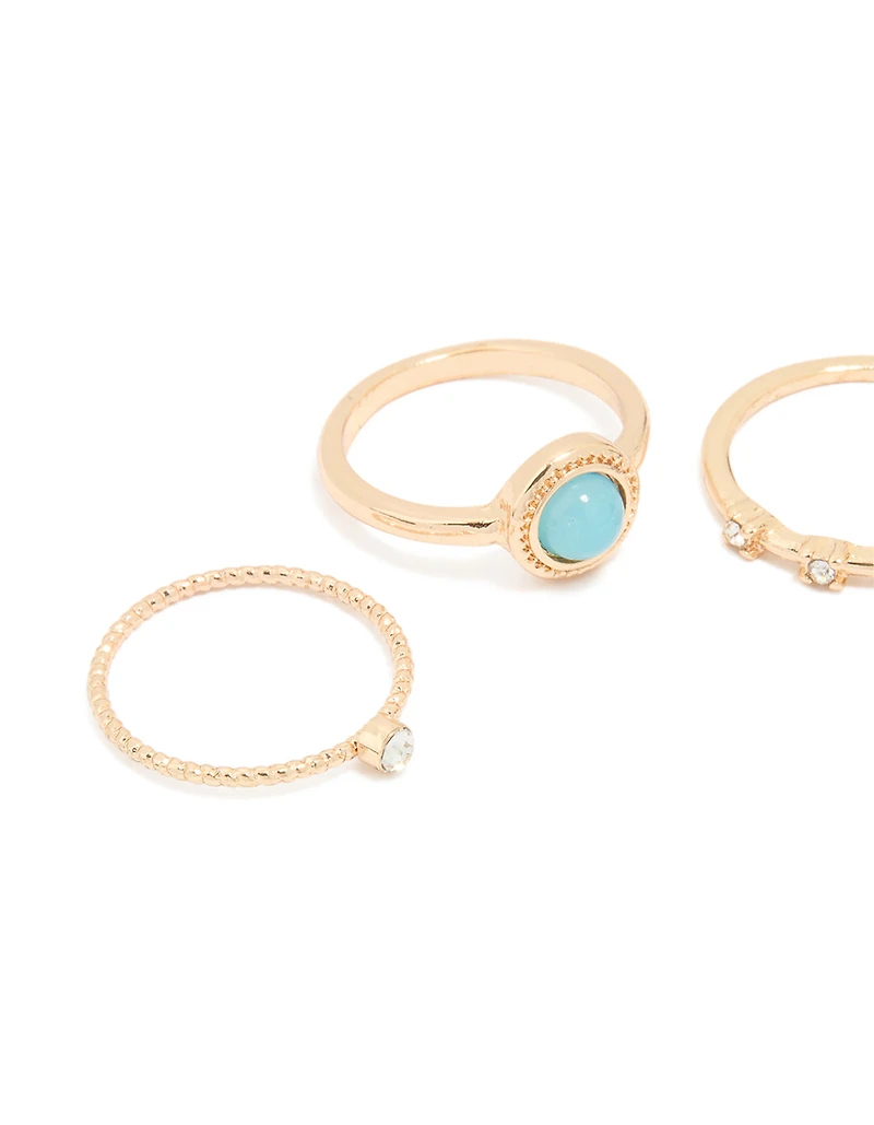 Paquet de 3 bagues rondes Signet Diamante en or