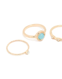 Paquet de 3 bagues rondes Signet Diamante en or