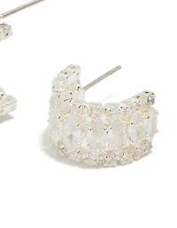 Boucles d’oreilles à cerceau en zircone cubique plaquées argent