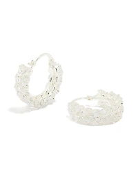 Boucles d’oreilles en cerceau en zircone cubique marquise plaquées argent