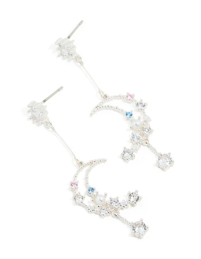 Boucles d’oreilles en goutte de lune plaquées argent
