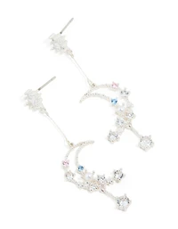 Boucles d’oreilles en goutte de lune plaquées argent