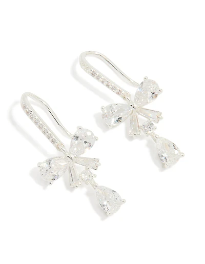 Silver Plated Cubic Zirconia Bow Teardrop Earrings