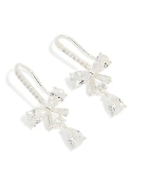 Silver Plated Cubic Zirconia Bow Teardrop Earrings