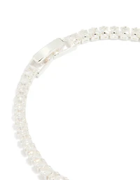 Bracelet de tennis en baguette cubique en zircone plaqué argent