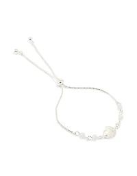 Silver Plated Cubic Zirconia & Rose Quartz Celestial Toggle Bracelet