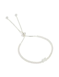 Silver Plated Cubic Zirconia Pave & Baguette Toggle Bracelet