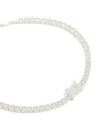 Silver Plated Cubic Zirconia Pave & Baguette Toggle Bracelet