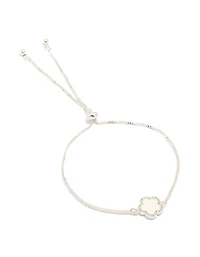 Silver Plated Cubic Zirconia Flower Toggle Bracelet