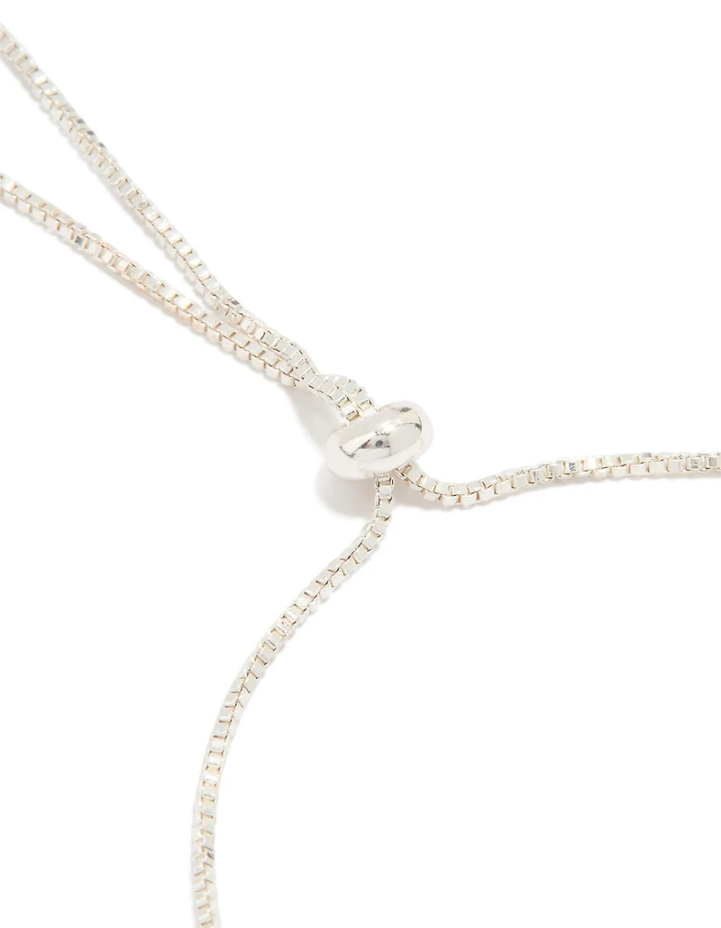 Bracelet à bascule en fleur cubique en zircone plaqué argent