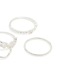 Silver Plated Squiggle Rings 5-Pack