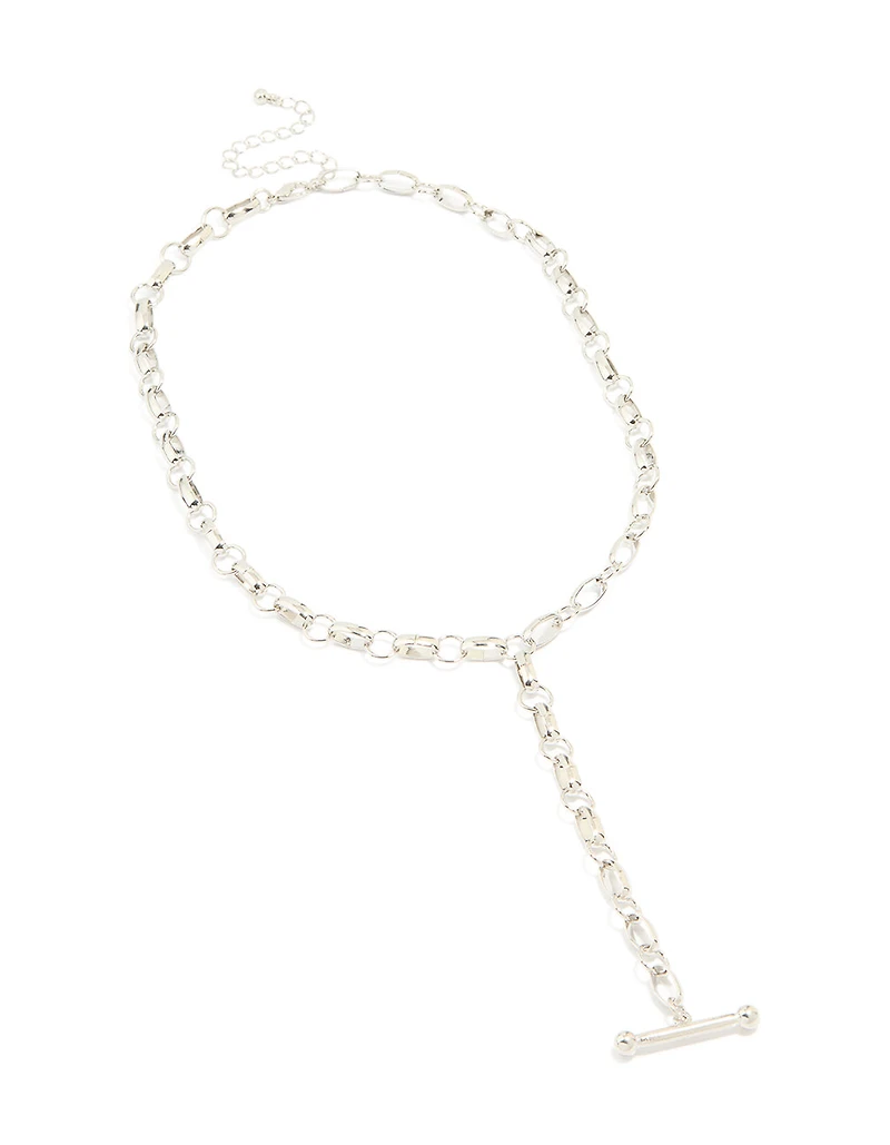 Collier en Y à chaîne en argent en T-Bar
