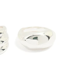 Silver Smooth Organic Chunky Rings 3-Pack